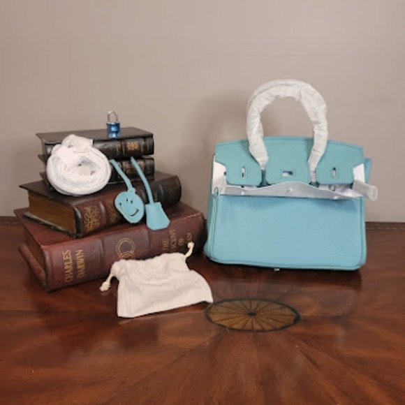 Handbags - Light Blue Lock and Key Bag